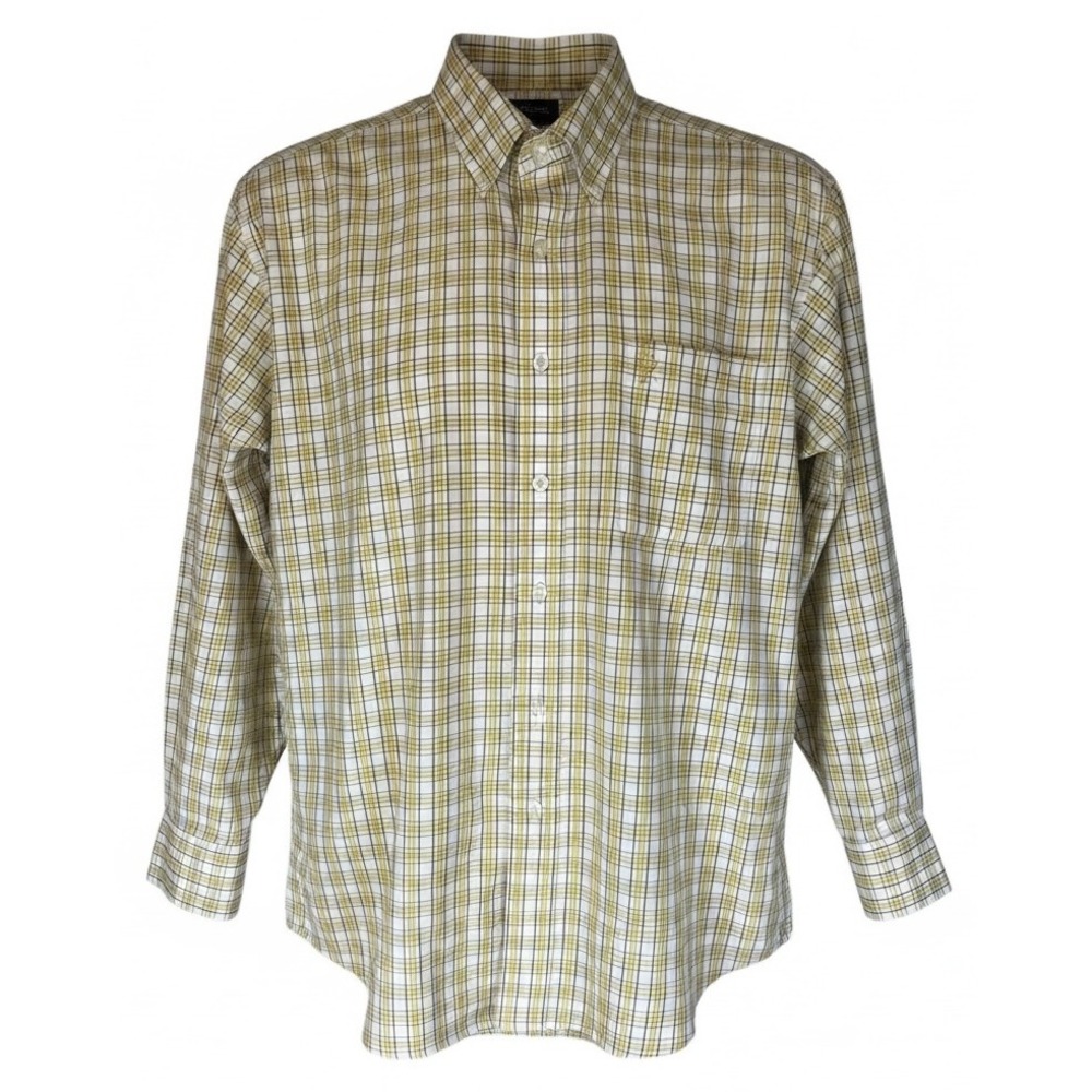 Wrangler Cowboy Cut Long Sleeve Plaid Button Up Shirt Men's Yellow White